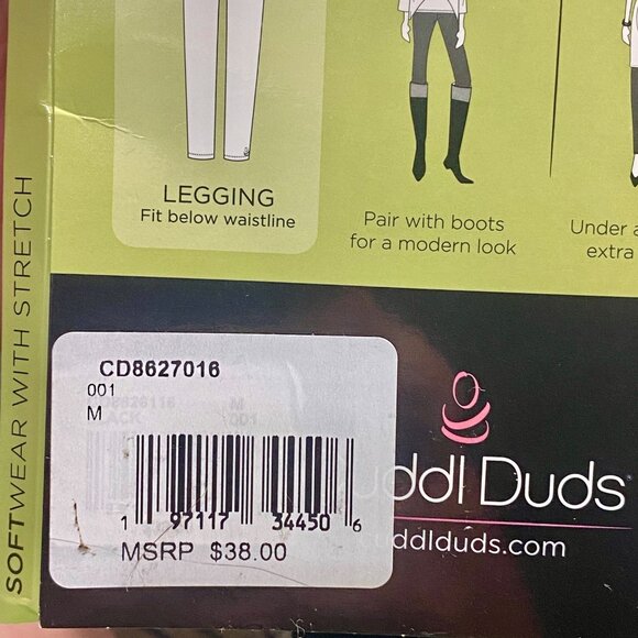 Cuddl Duds Black Softwear Stretch High-Waisted Warm Layers Leggings Size M NEW! - Picture 5 of 6
